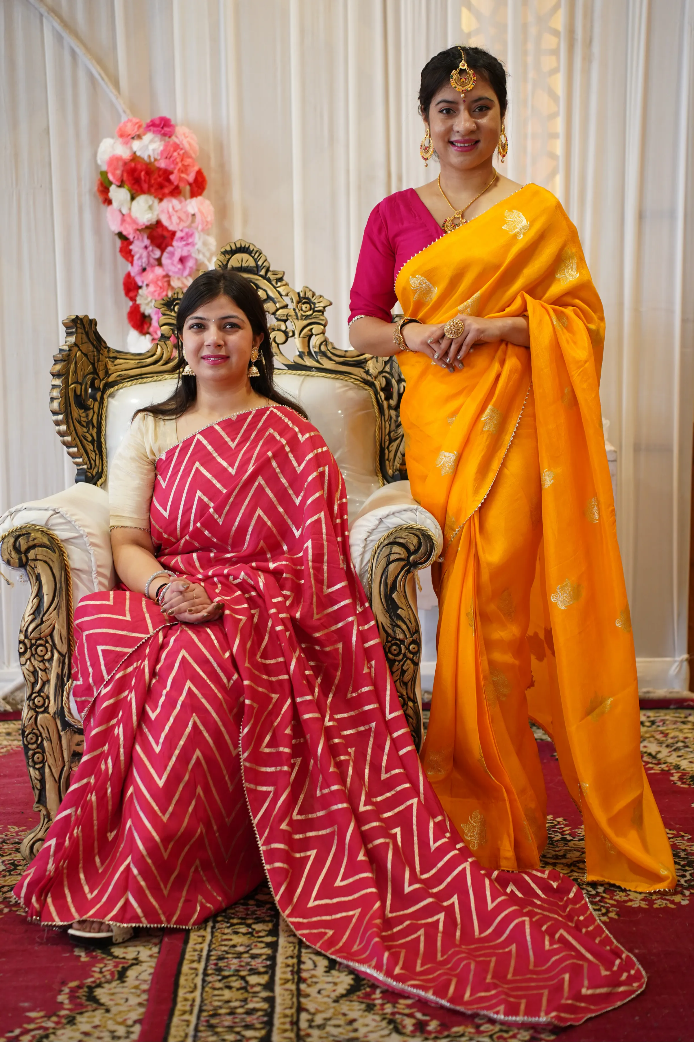 Mustard Gold Pre-Draped Silk Saree with Blouse