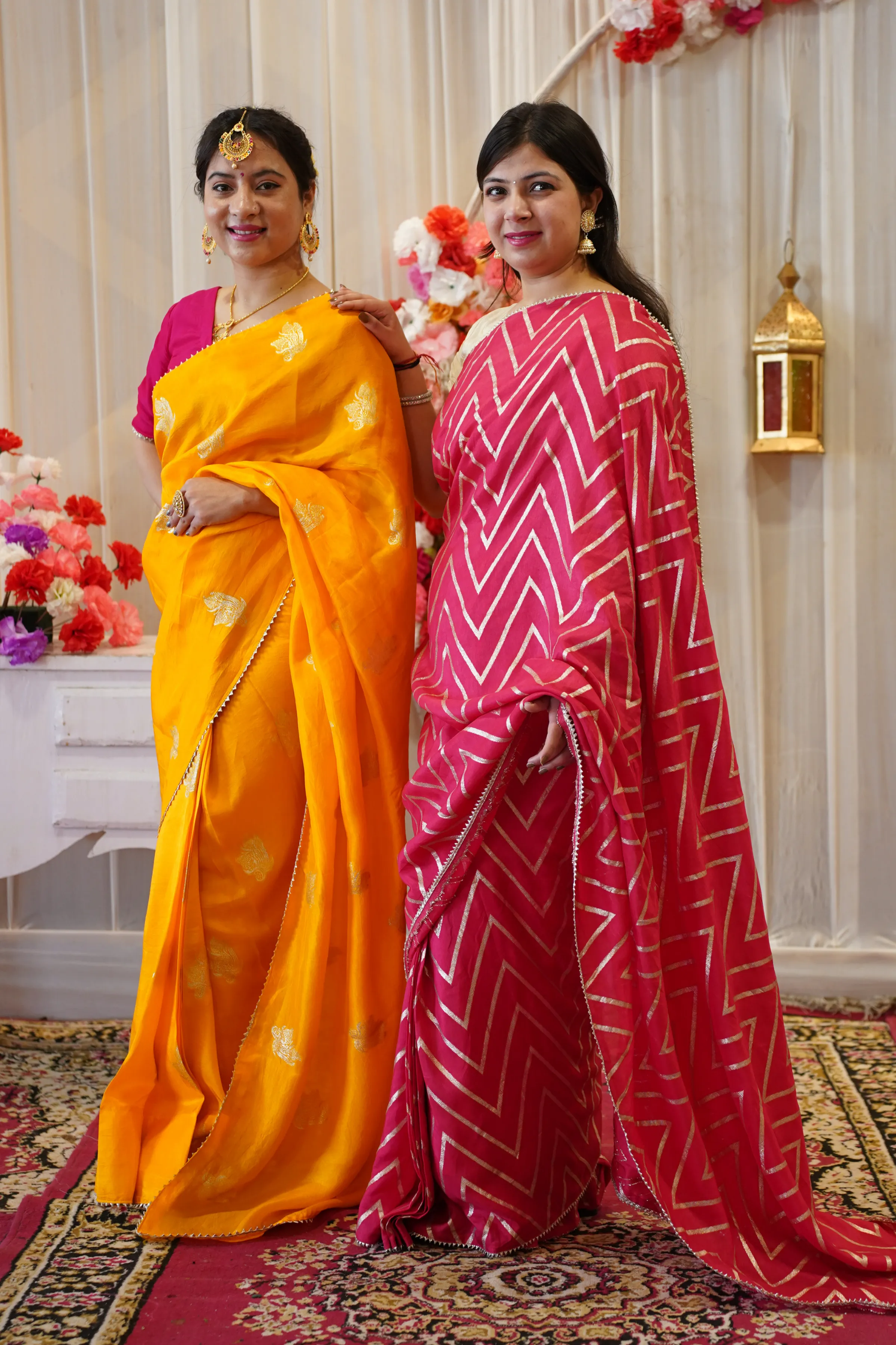 Mustard Gold Pre-Draped Silk Saree with Blouse