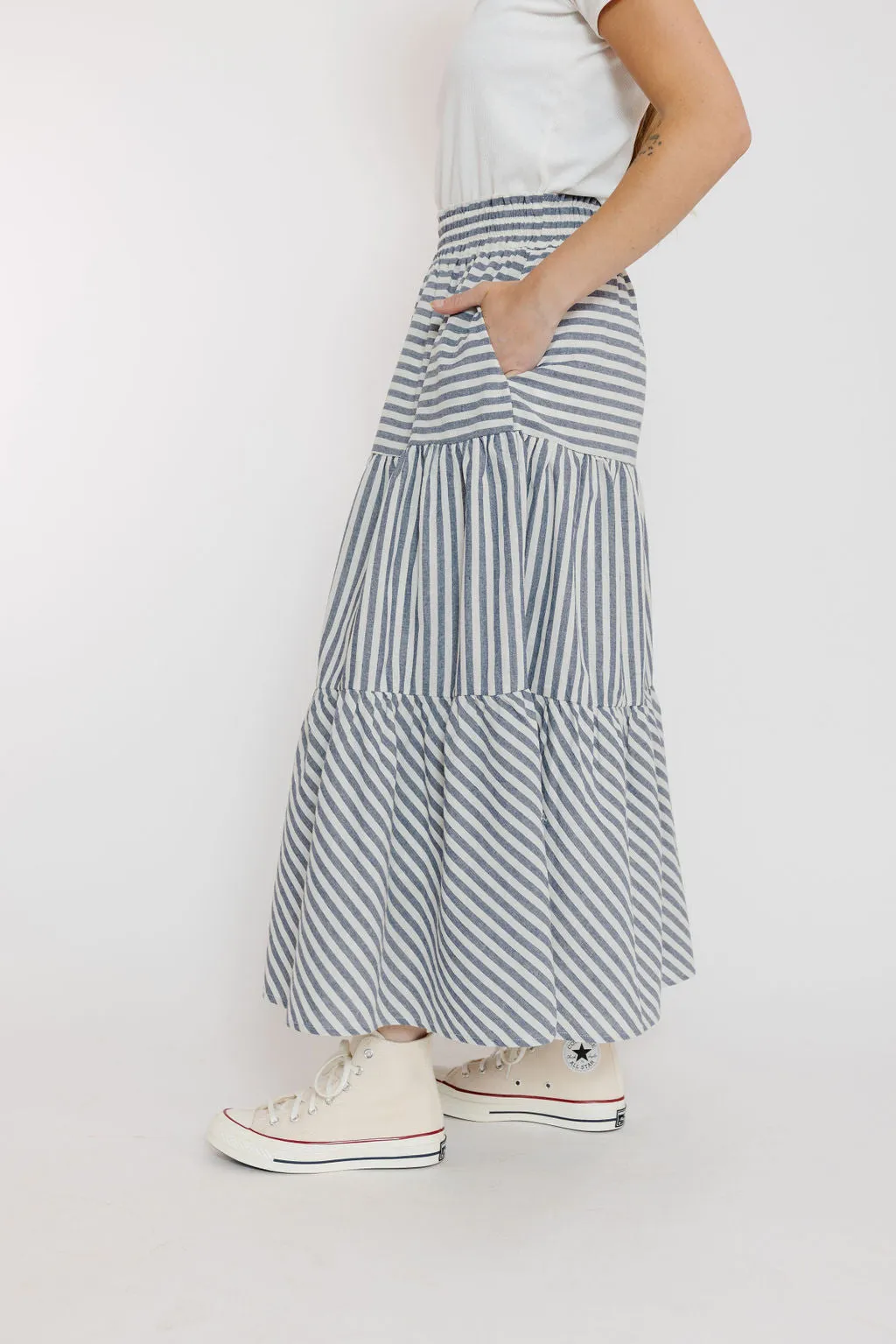 Nara Skirt in White/Navy