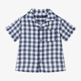 Navy Gingham Shirt Sleeve Buttondown