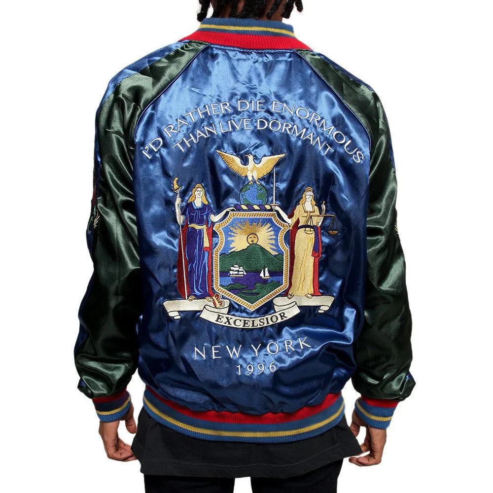 New York 90's Satin Embroidery Bomber Souvenir Jacket