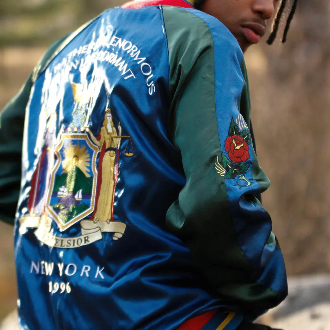 New York 90's Satin Embroidery Bomber Souvenir Jacket