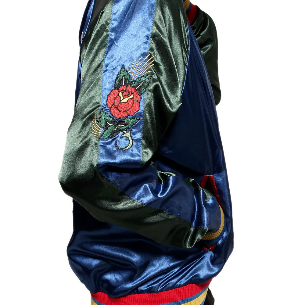 New York 90's Satin Embroidery Bomber Souvenir Jacket