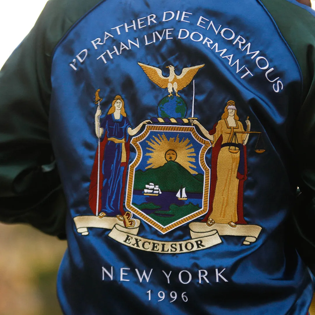 New York 90's Satin Embroidery Bomber Souvenir Jacket