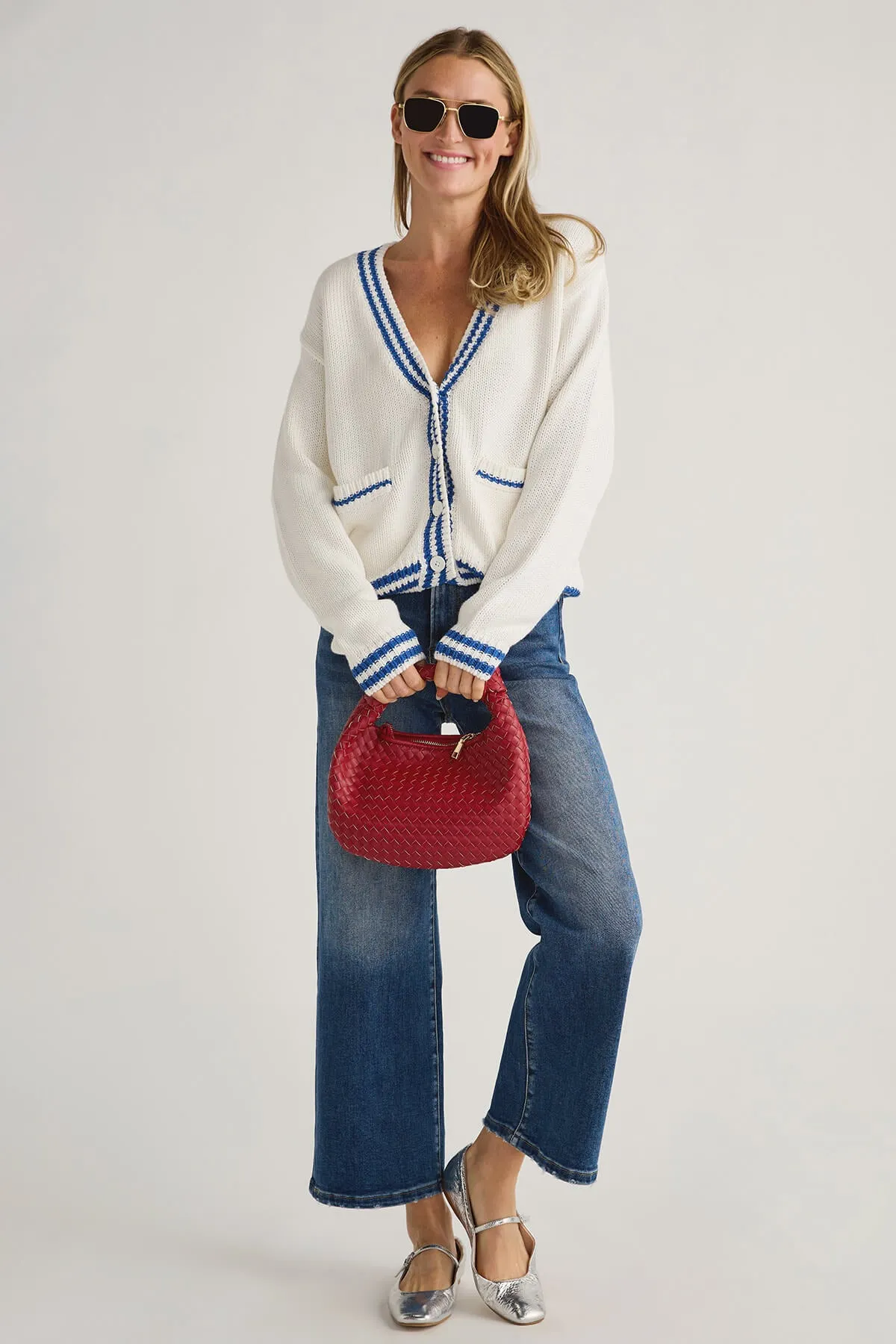 Olivaceous Aimee Contrast Trim Cardigan