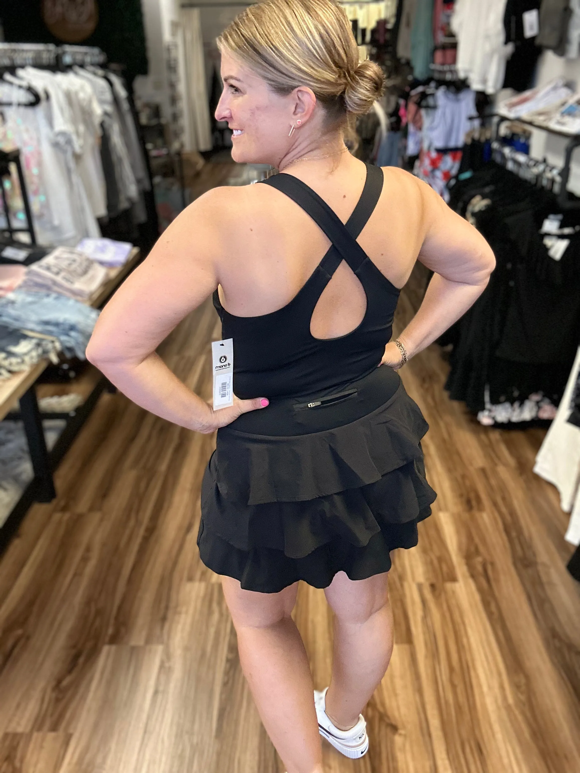 On the Greens Collection - Ruffle back Active Tank Dress