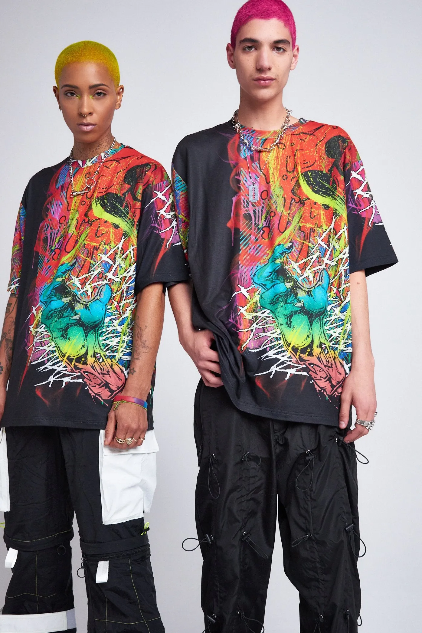 Parallel Drip Skull Print T-shirt