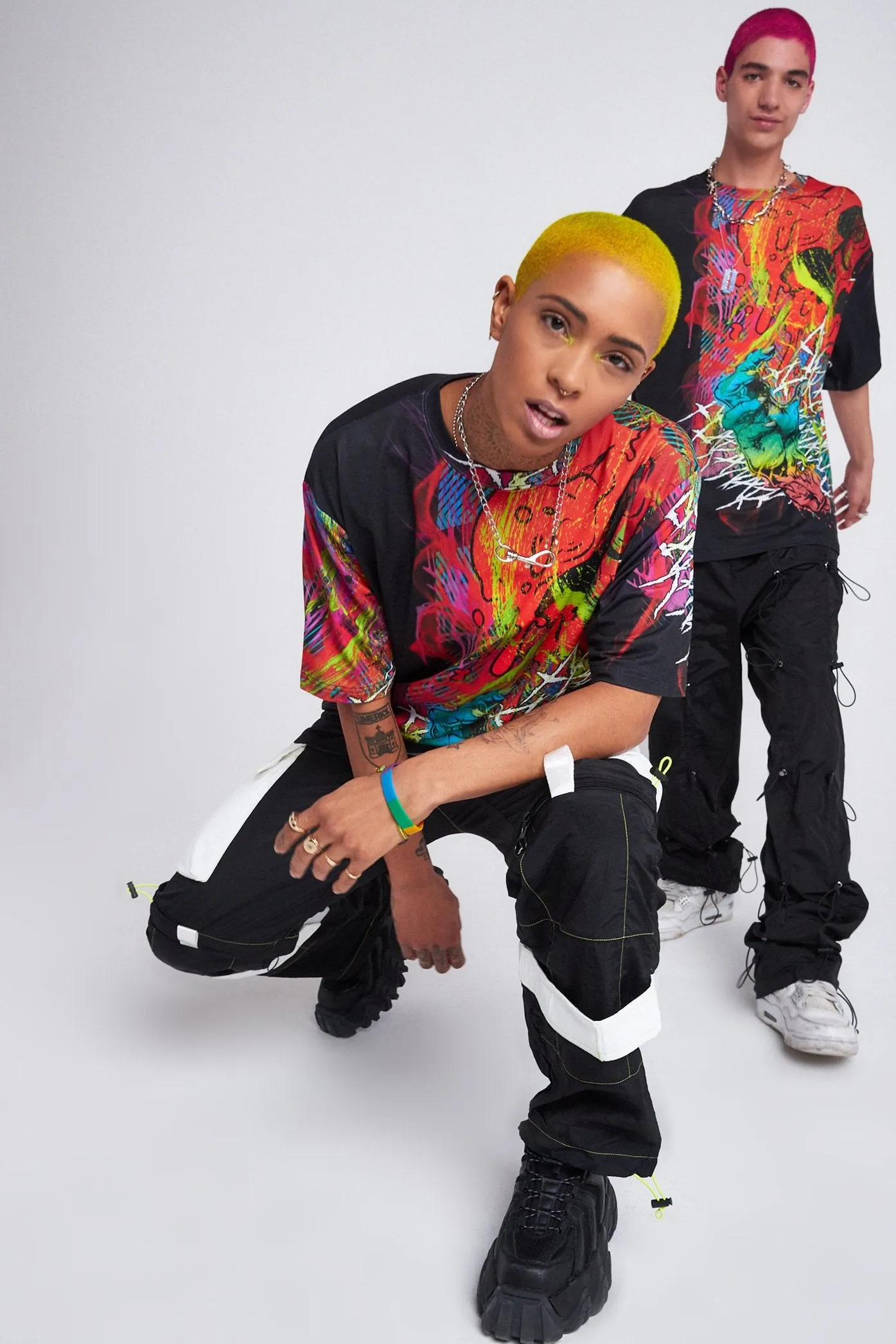 Parallel Drip Skull Print T-shirt