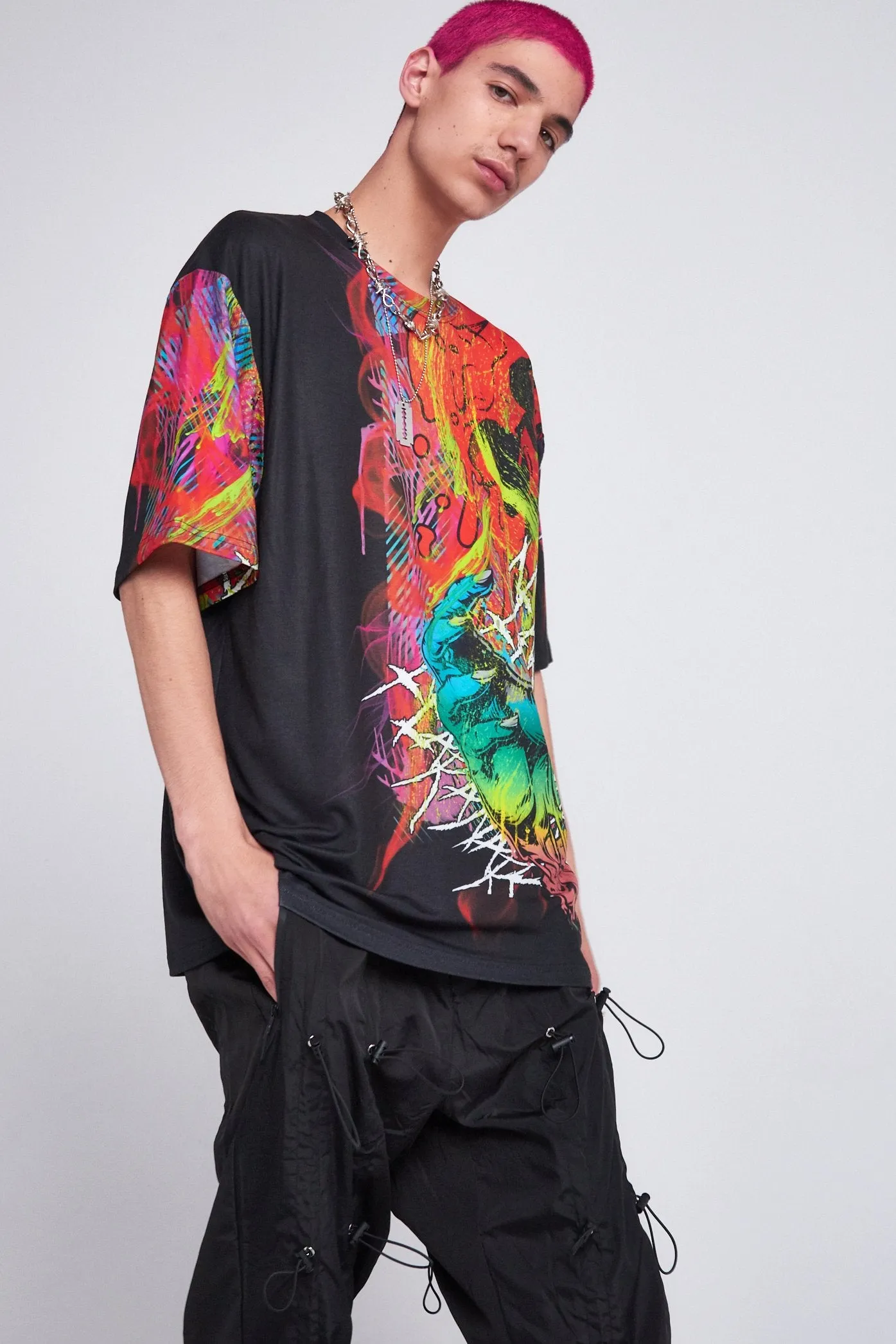 Parallel Drip Skull Print T-shirt