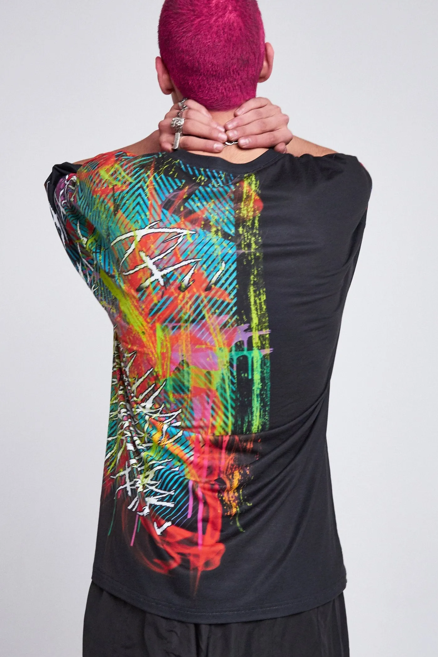 Parallel Drip Skull Print T-shirt