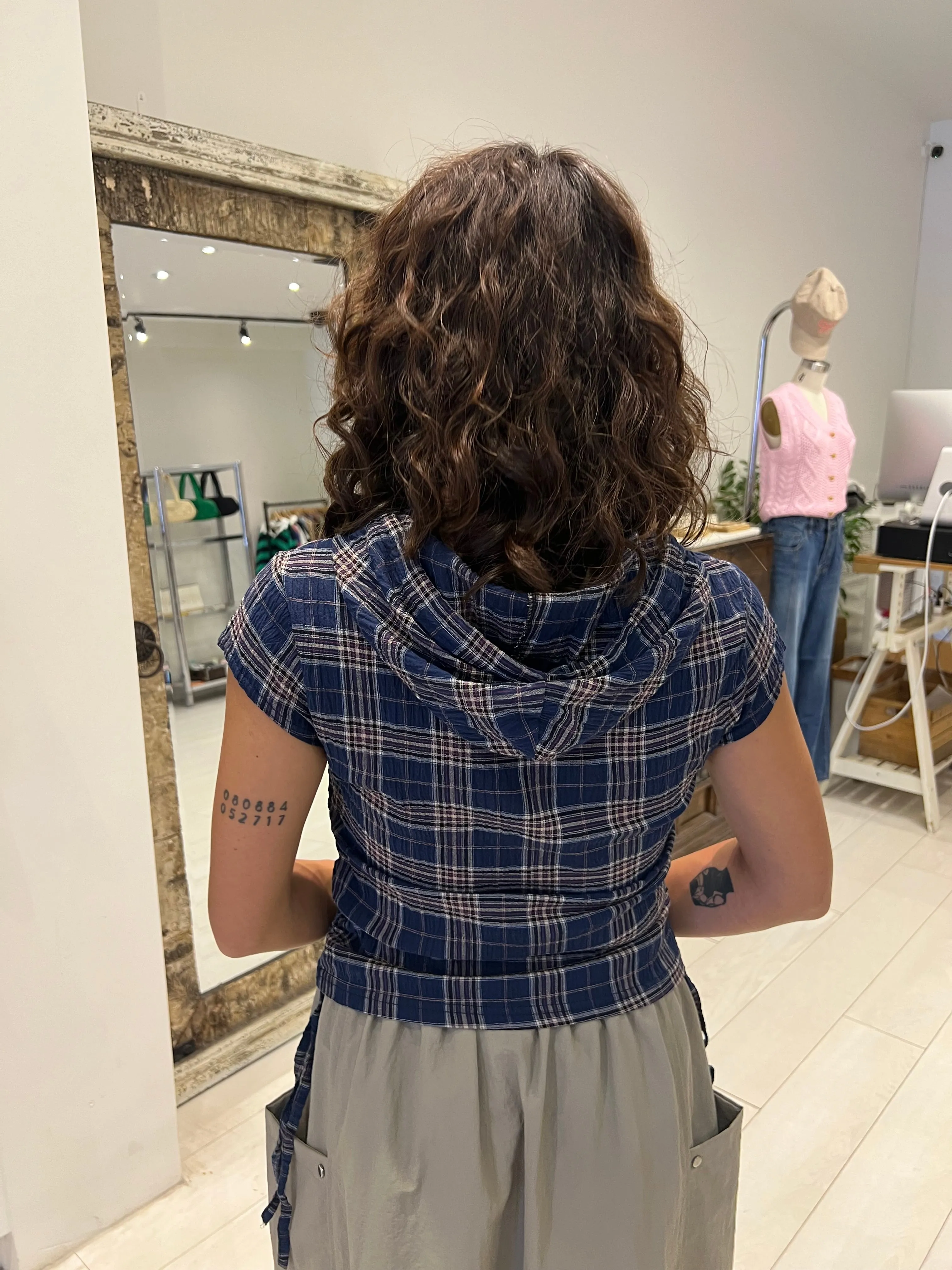 PERTY Plaid hoodie shirt