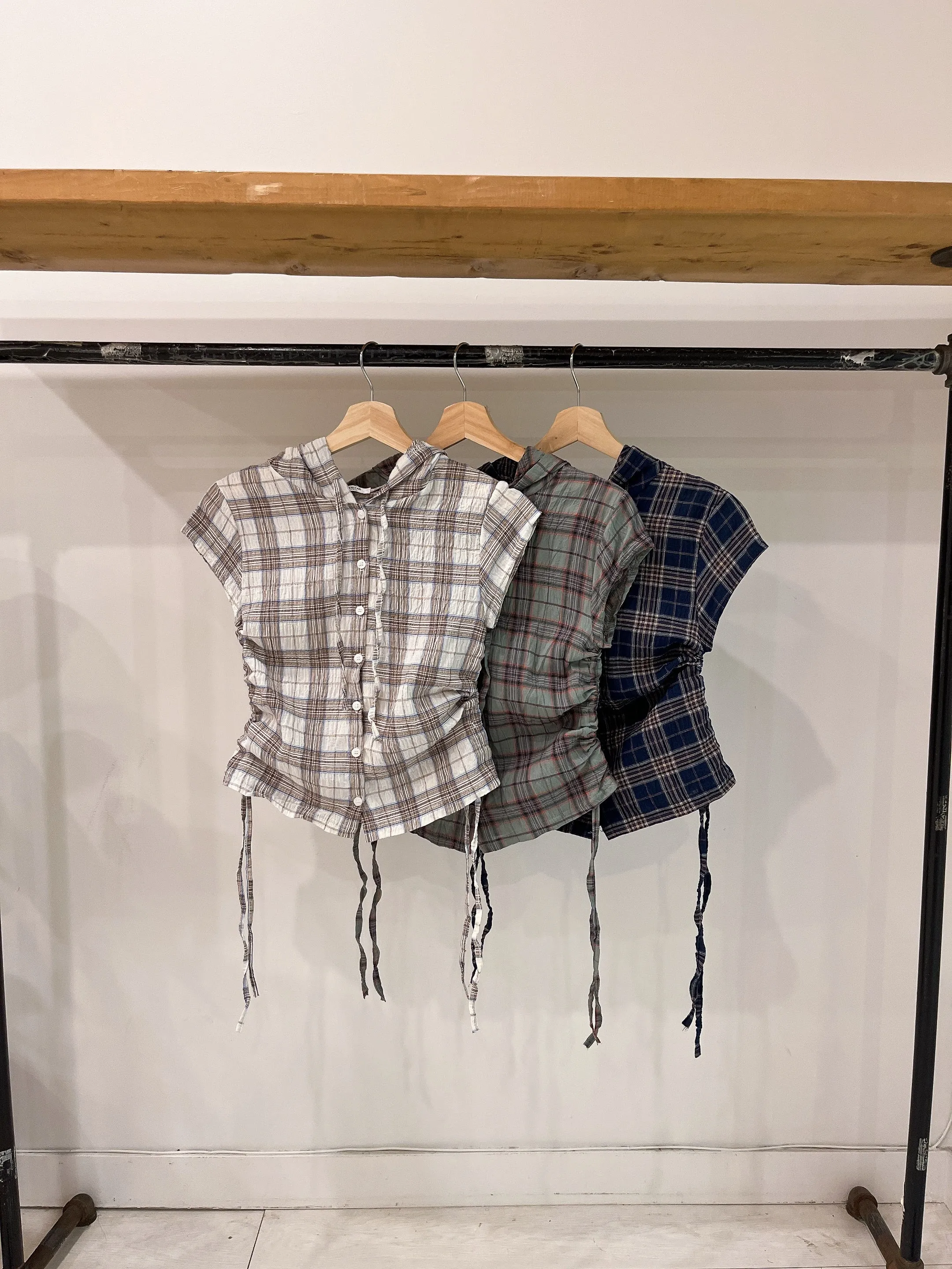 PERTY Plaid hoodie shirt