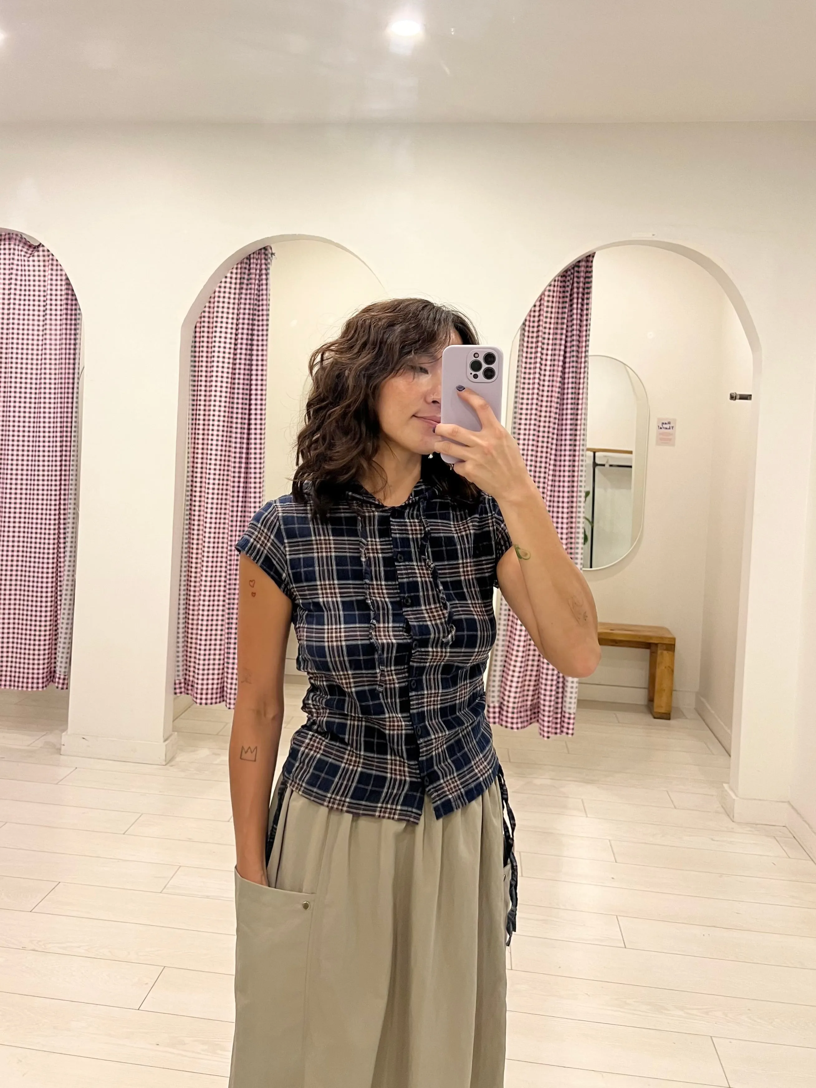 PERTY Plaid hoodie shirt