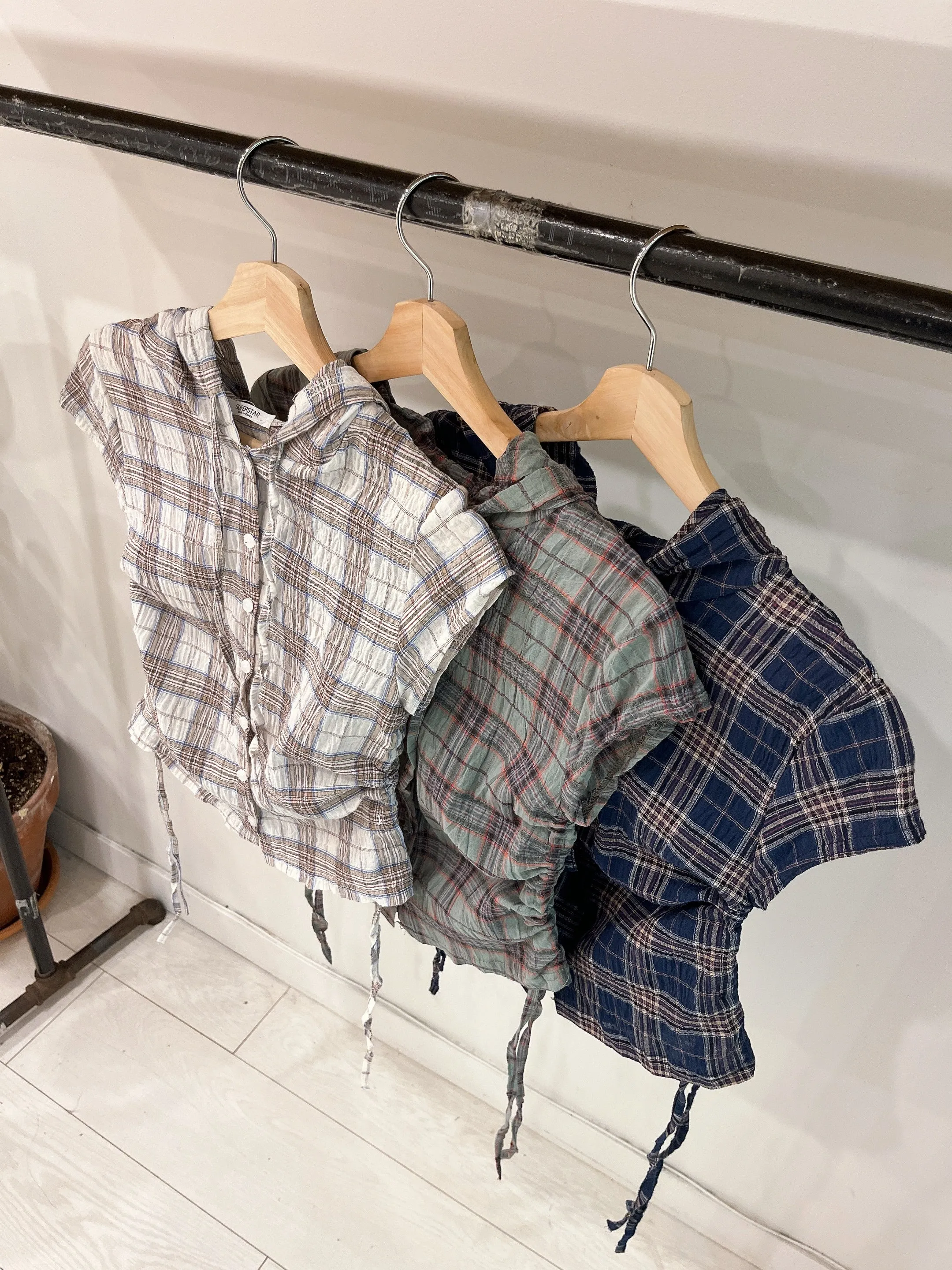 PERTY Plaid hoodie shirt