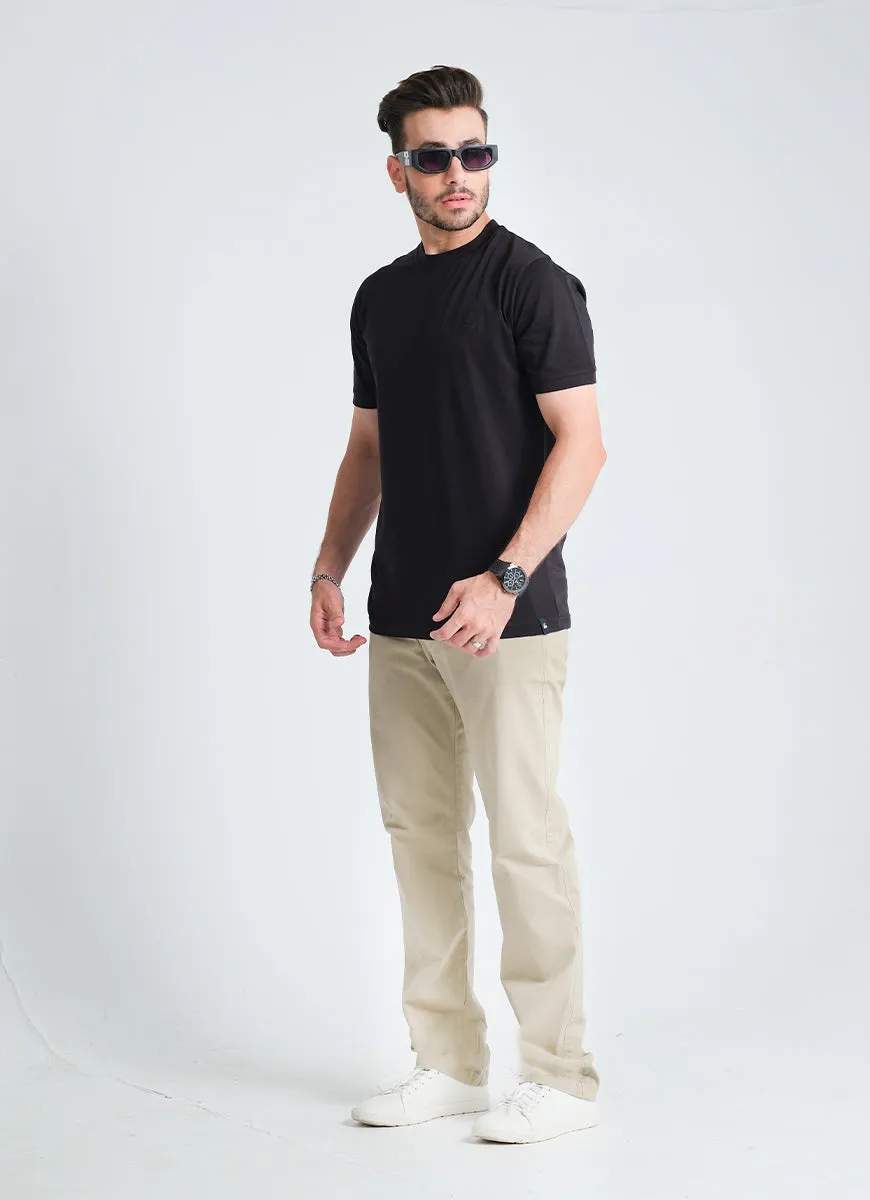 Plain Black 100% Cotton Basic T-shirt"