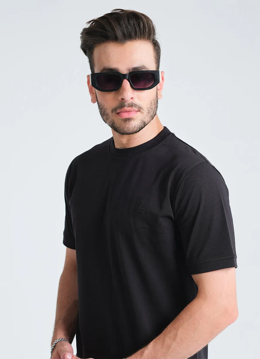 Plain Black 100% Cotton Basic T-shirt"