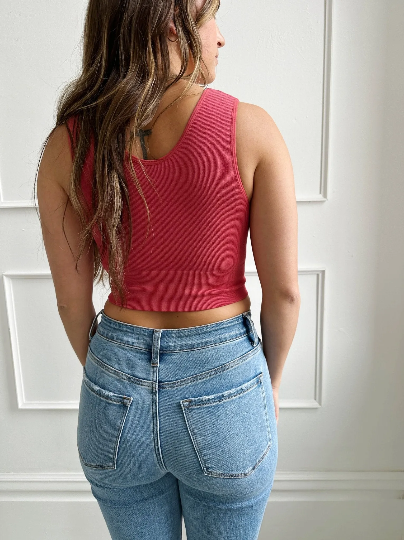 Plunge V-Neck Crop Tank- FINAL SALE