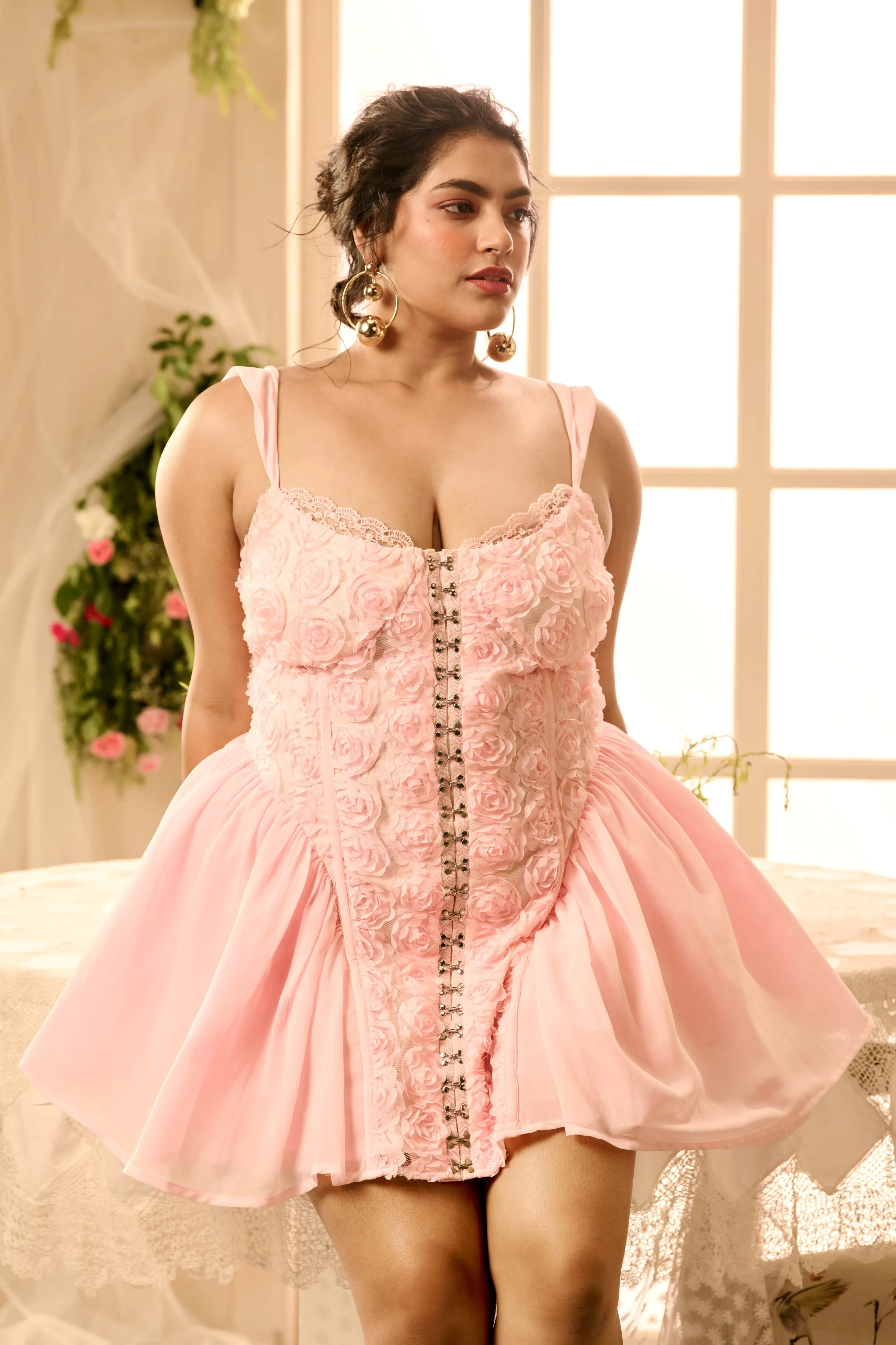 Sandrine Baby Pink Mini Corset Dress