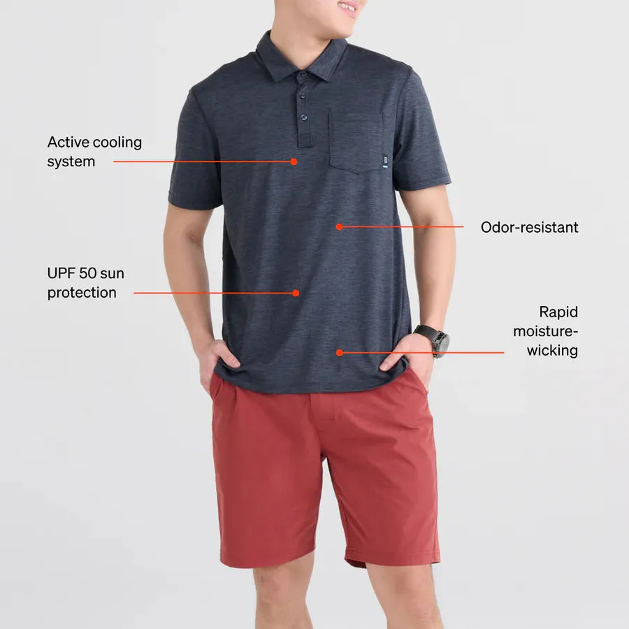 SAXX DROPTEMP AD COOL POLO AD TURBULENCE HEATHER
