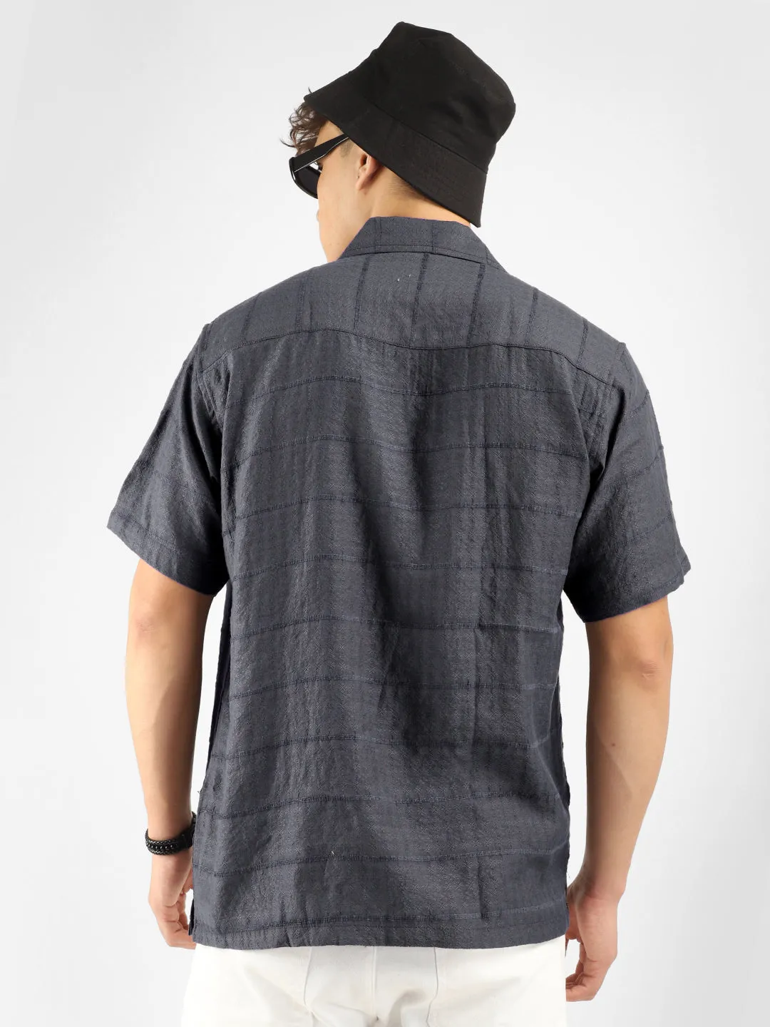 Shirtolo Dark Grey Plain Half Sleeve Shirt