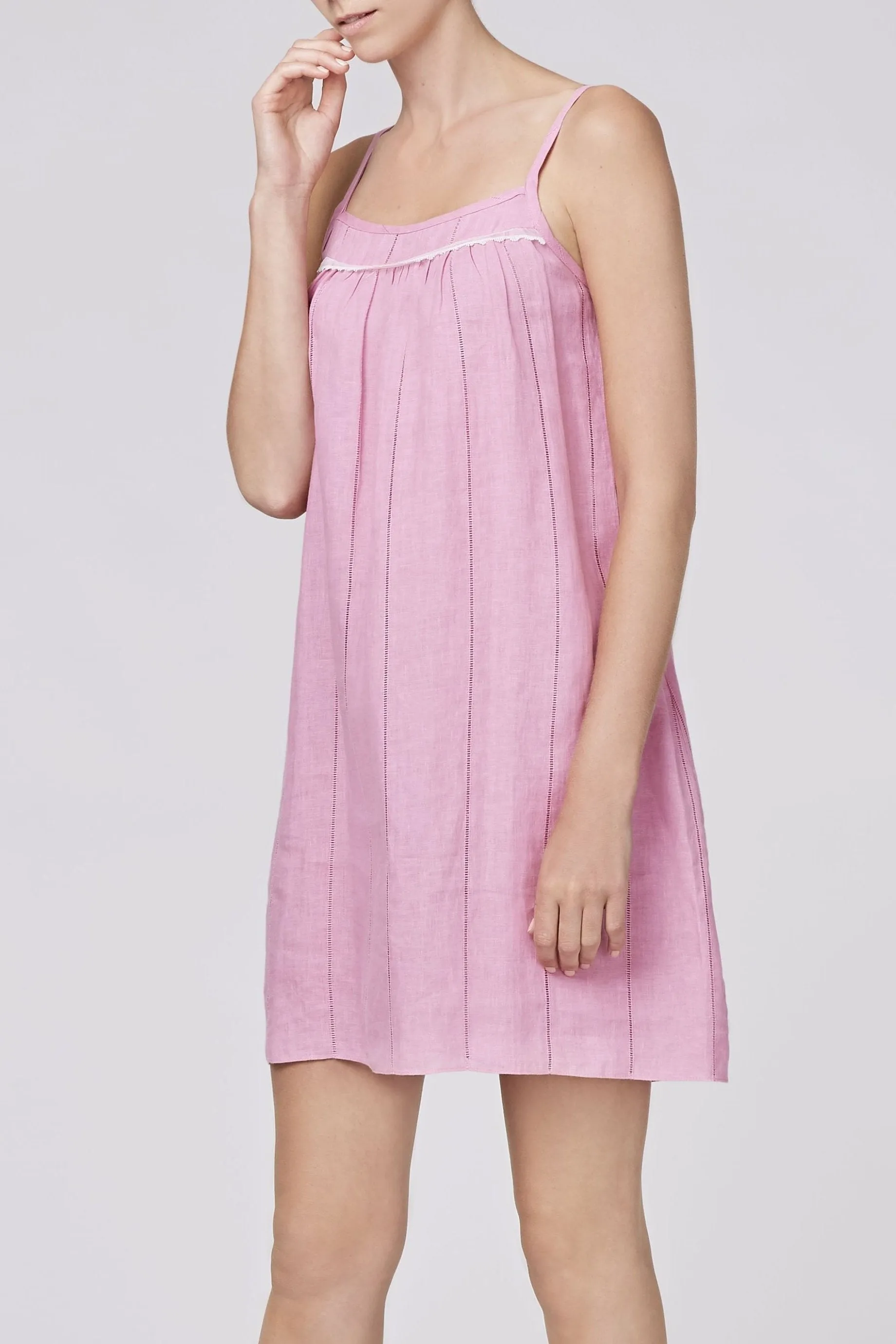 STELLA LINEN SHORT SLIP DRESS - Archive