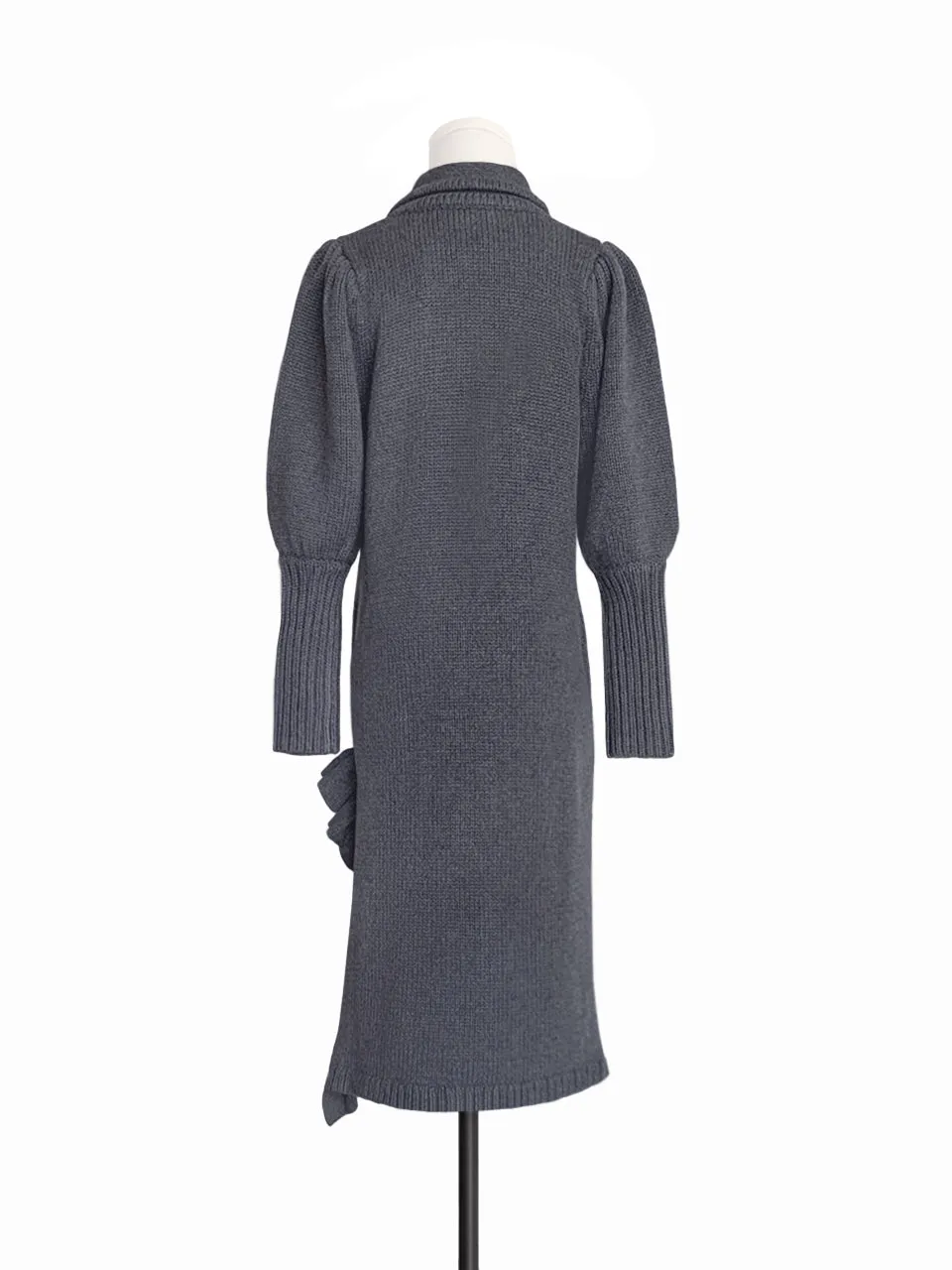 Surprise Sale! Grey Wool & Cashmere Ruffle Slit Longline Cardigan