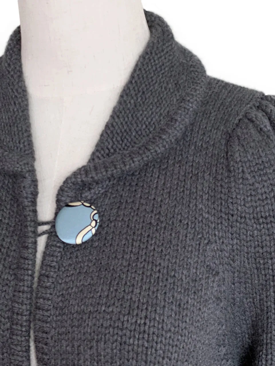 Surprise Sale! Grey Wool & Cashmere Ruffle Slit Longline Cardigan