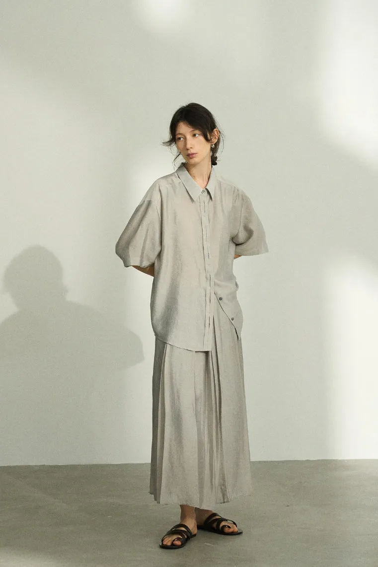 Viscose blend loose shirt | 3 color