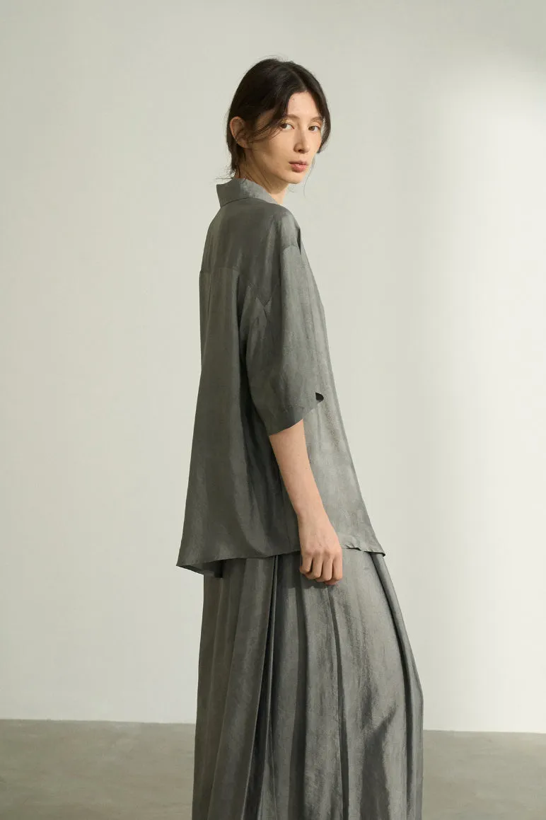 Viscose blend loose shirt | 3 color