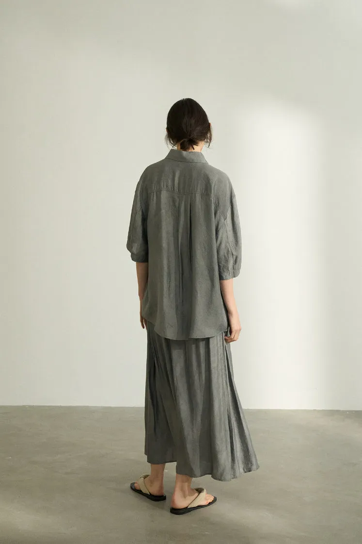 Viscose blend loose shirt | 3 color
