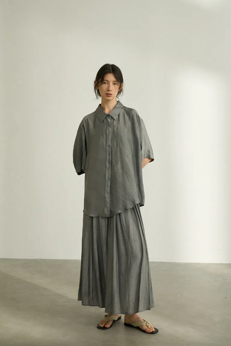 Viscose blend loose shirt | 3 color